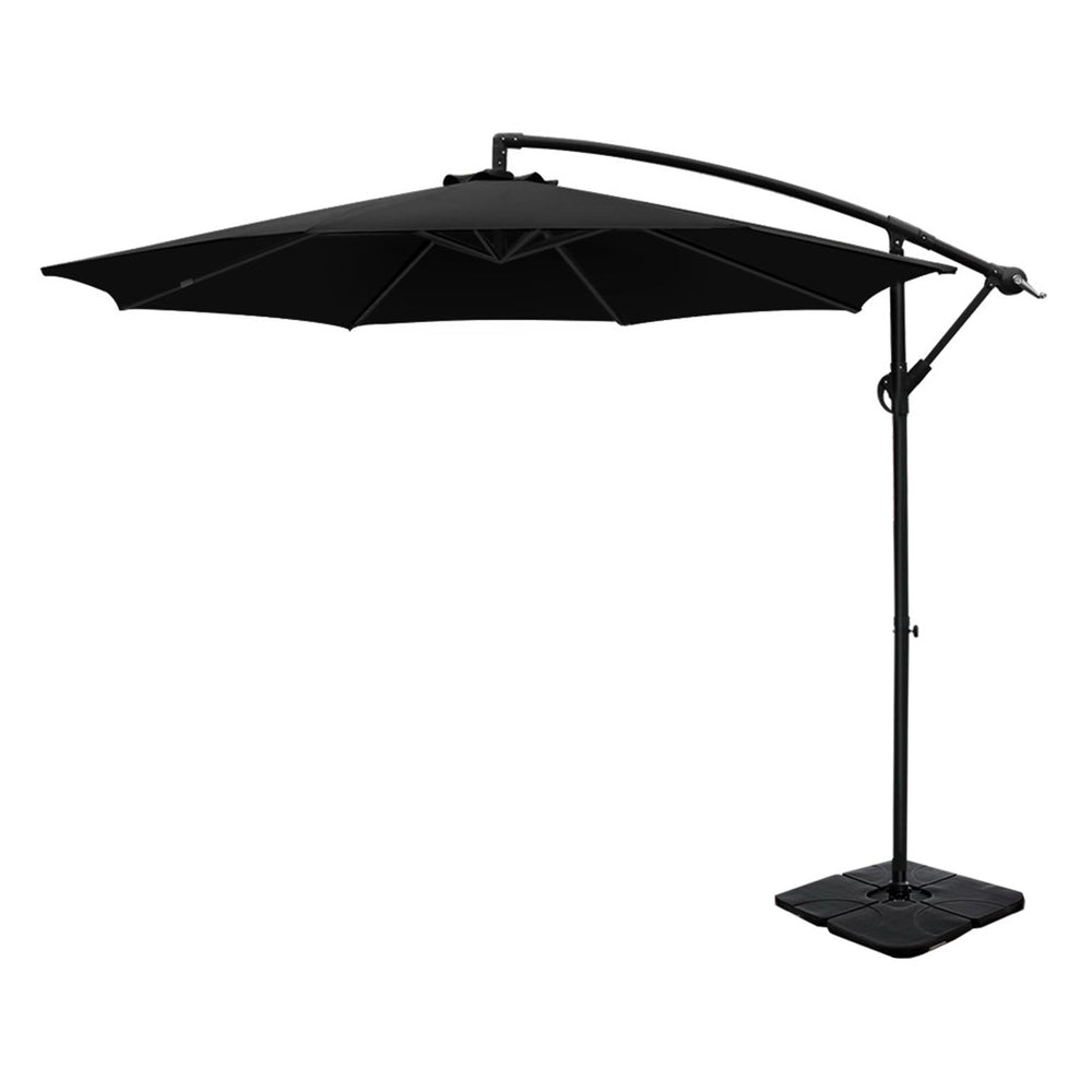 Instahut 3m Cantilever Umbrella w/Base Outdoor Beach Patio Parasol - 5 Colours