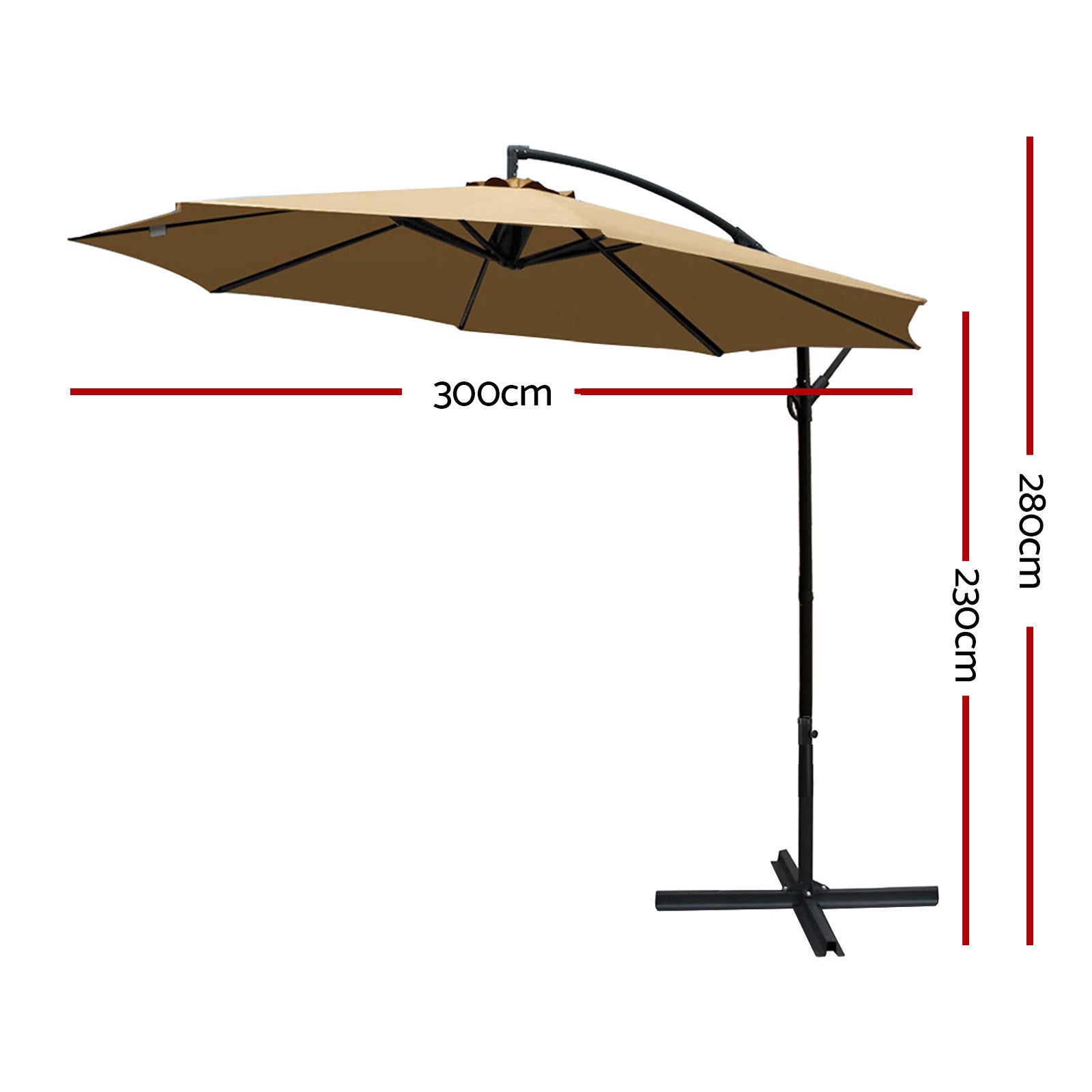 Instahut 3m outdoor umbrella cantilever beach garden patio - 5 colours 9