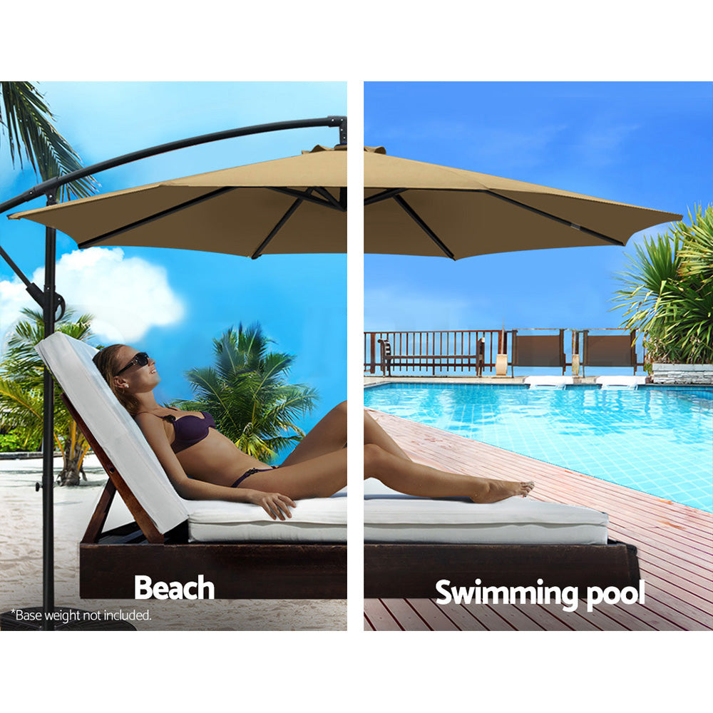 Instahut 3m outdoor umbrella cantilever beach garden patio - 5 colours 6