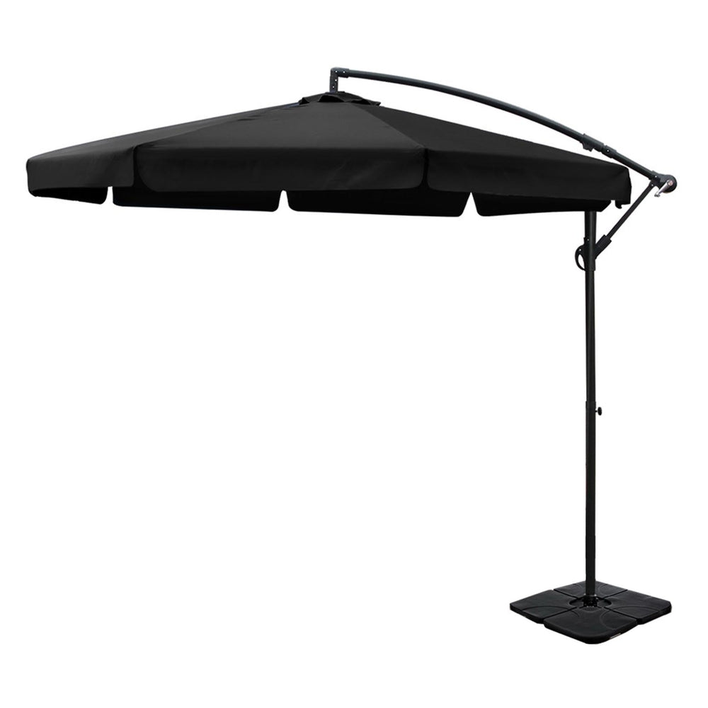 Instahut 3m Cantilever Outdoor Umbrella w/Base  Beach Patio - Black or Navy