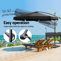 Instahut 3m Cantilever Outdoor Umbrella w/Base  Beach Patio - Black or Navy