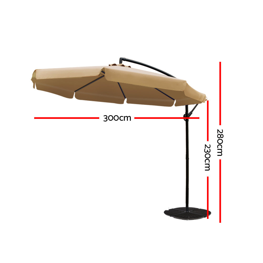 Instahut 3m outdoor umbrella cantilever garden beach patio - 3 colours 8