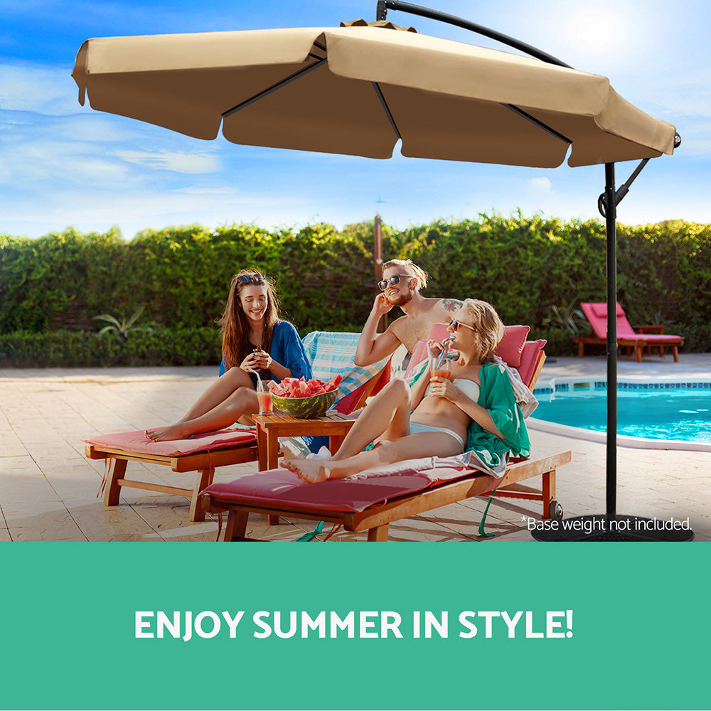 Instahut 3m outdoor umbrella cantilever garden beach patio - 3 colours 4