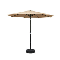 Instahut 2.7m Outdoor Umbrella w/Base Pole Stand - Beige or Black