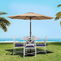 Instahut 2.7m Outdoor Umbrella w/Base Pole Stand - Beige or Black