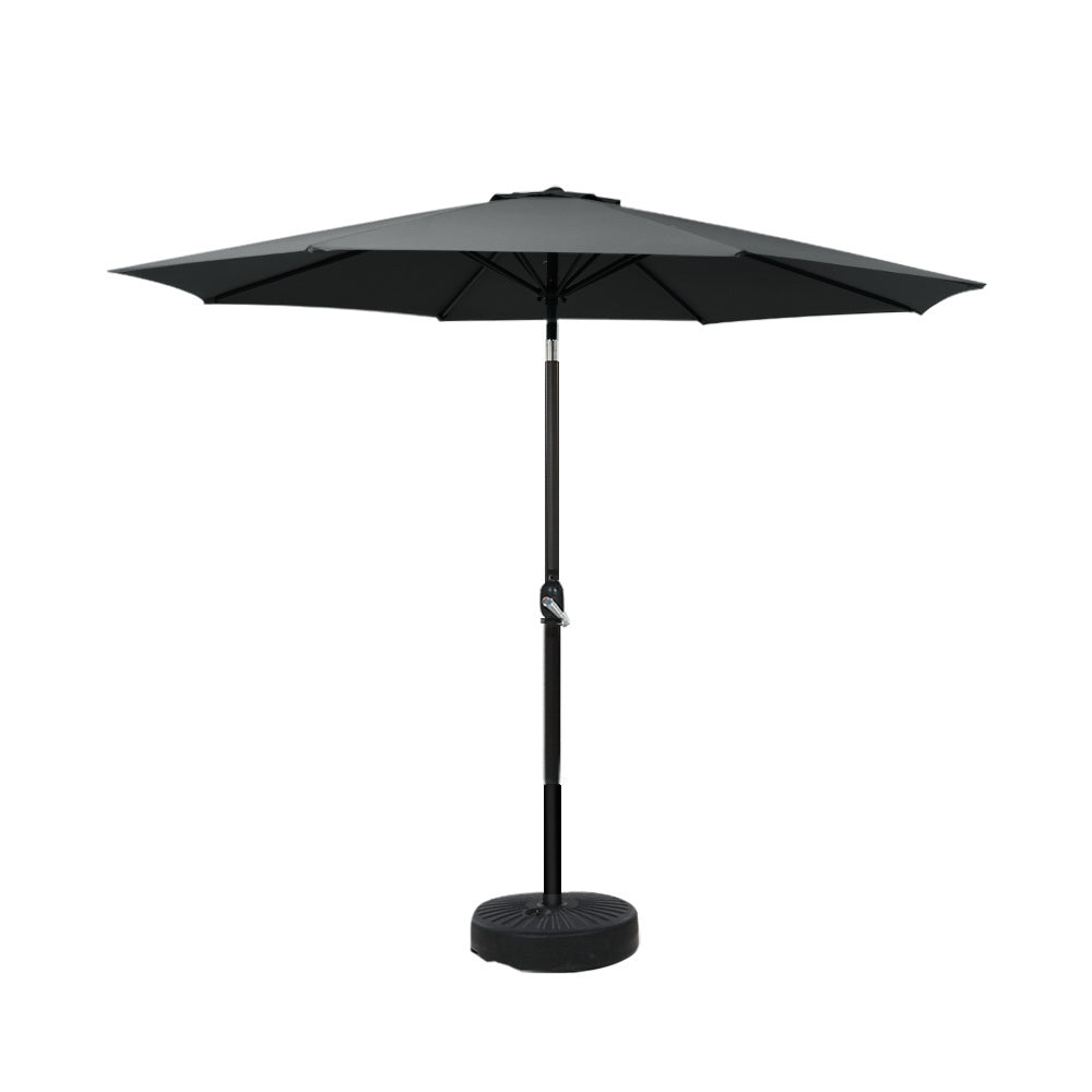 Instahut Outdoor Umbrella 2.7m Base Beach Pole Tilt Sun UV - Black