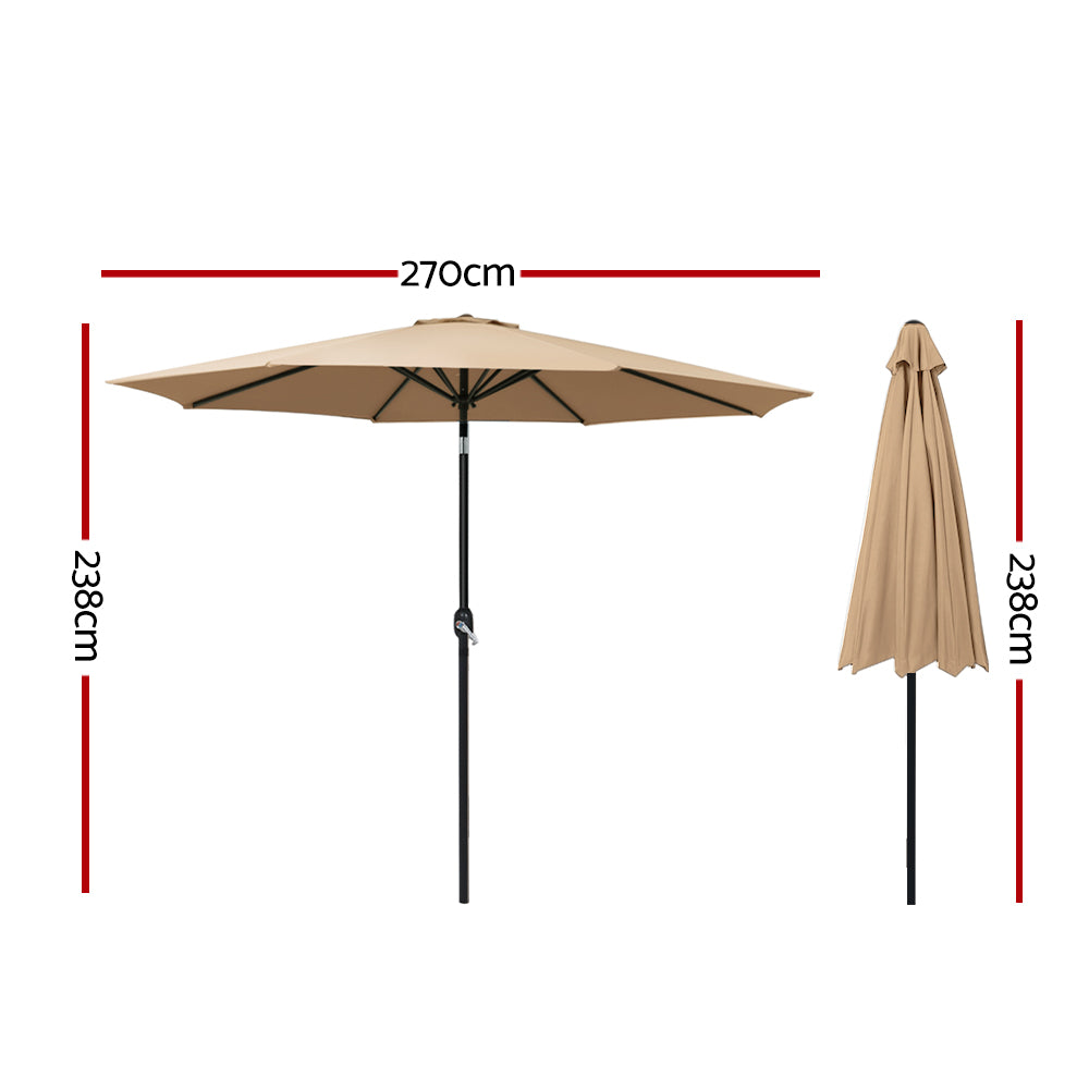 Instahut 2.7m Outdoor Umbrella Pole Stand - Beige or Black