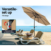 Instahut 2.7m Outdoor Umbrella Pole Stand - Beige or Black