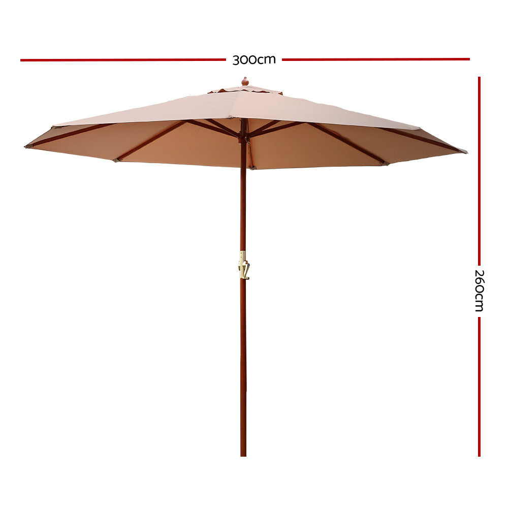 Instahut 3m Outdoor Umbrella Pole Beach Garden Sun Stand Patio - 3 Colours