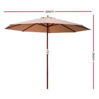 Instahut 3m Outdoor Umbrella Pole Beach Garden Sun Stand Patio - 3 Colours