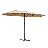 Instahut 4.57m Outdoor Umbrella Beach Pole Garden Tilt - Beige