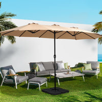 Instahut 4.57m Outdoor Umbrella Beach Pole Garden Tilt - Beige