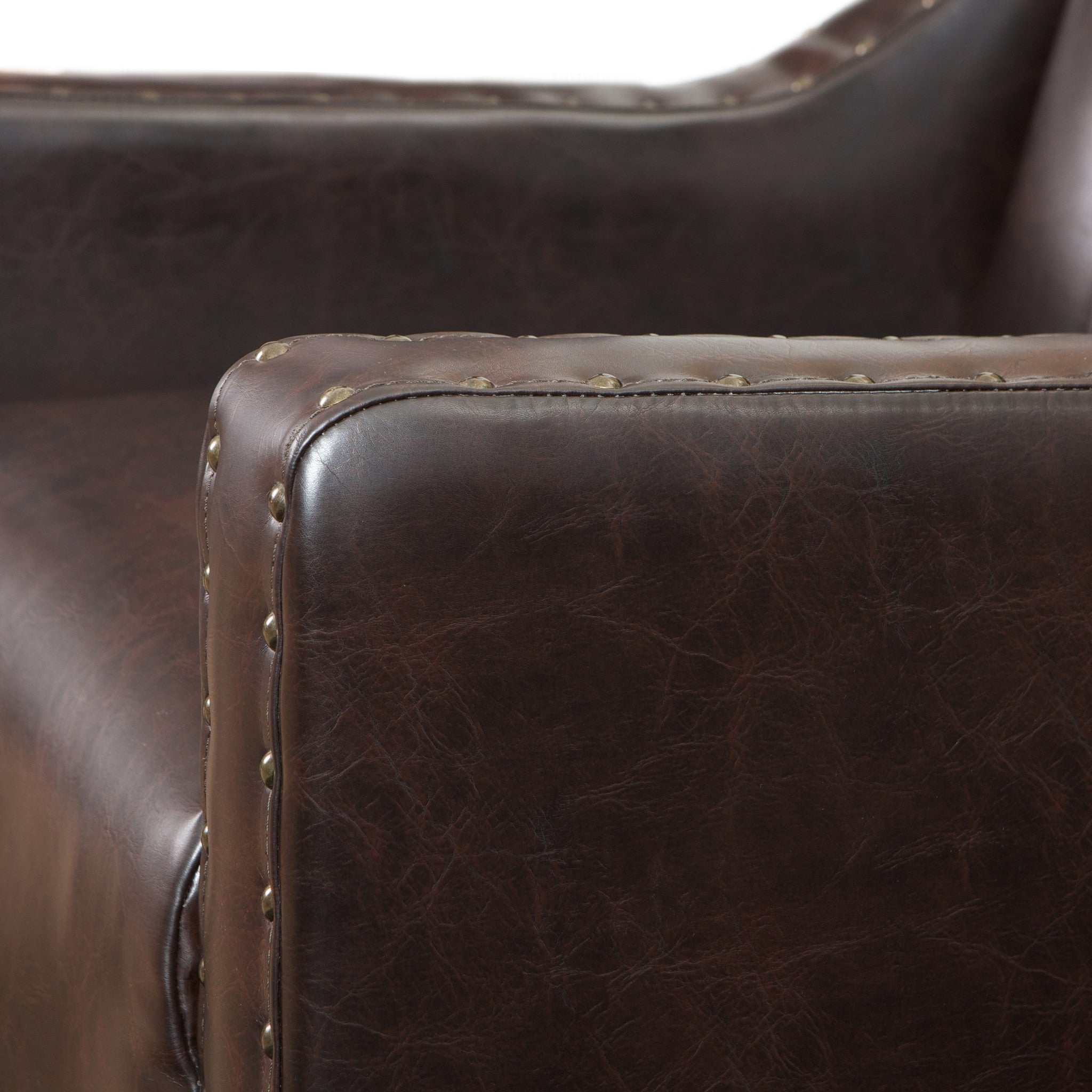 Tufted Brown Leather Club Armchair & Ottoman
