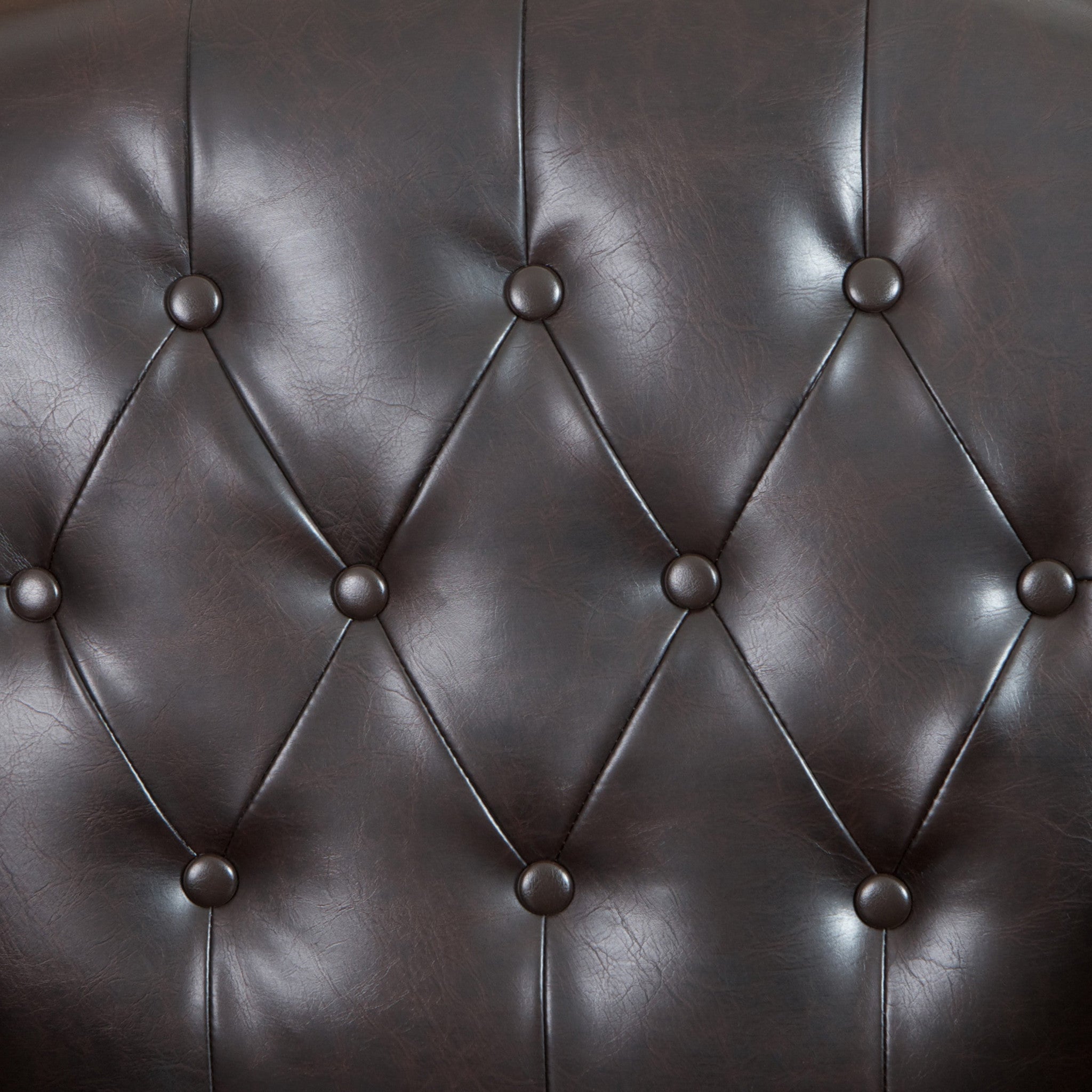 Tufted Brown Leather Club Armchair & Ottoman