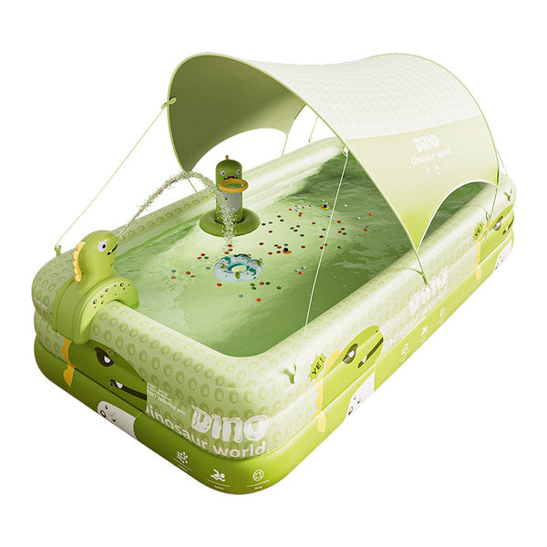 Inflatable pool with dinosaur design on a white background