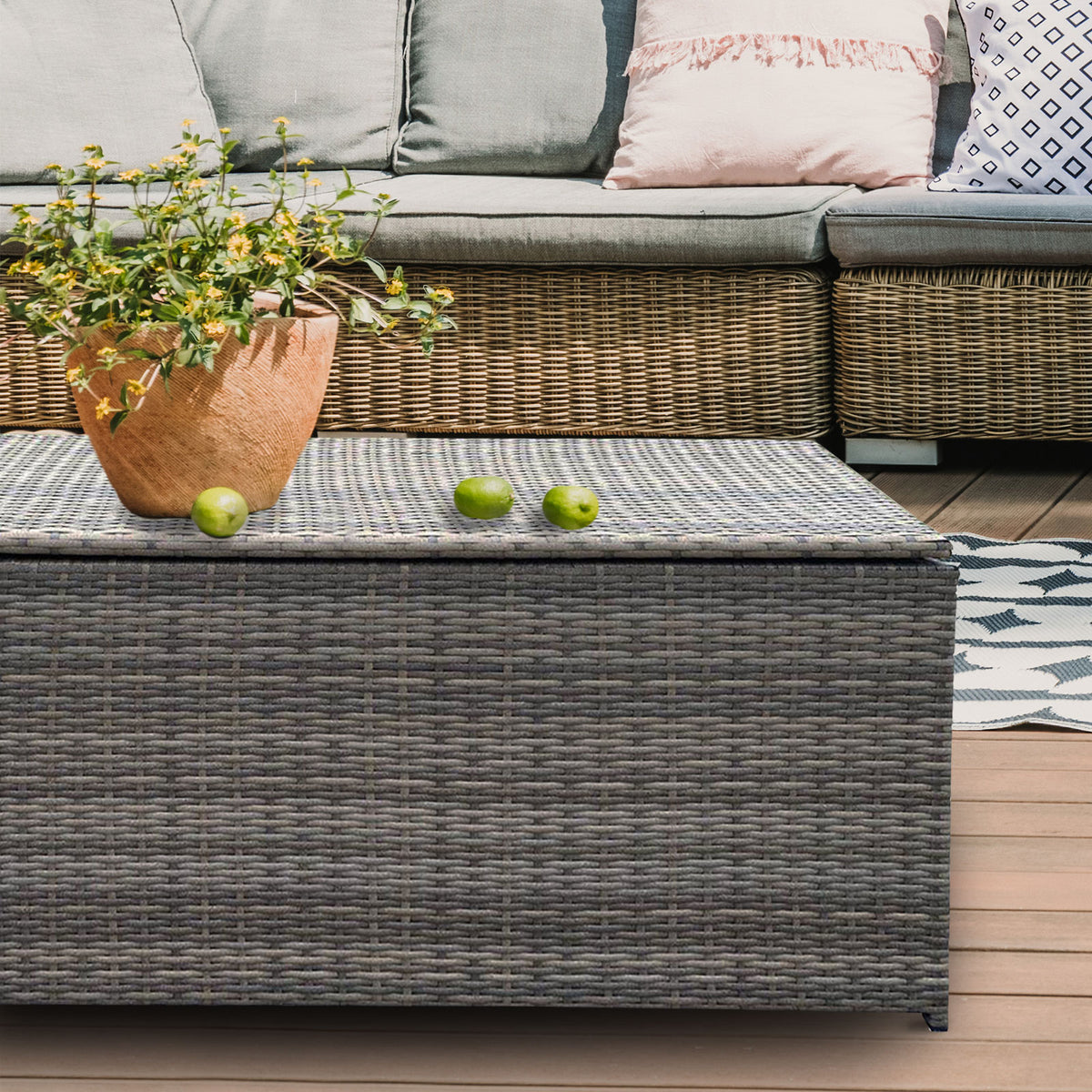 Arcadia Outdoor Rattan Storage Box  - Oatmeal