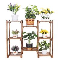 8-Tier Wooden Plant Stand Outdoor Indoor Garden Shelf
