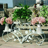 Set of 2 Iron Plant Stands With 2 Shelfs - White