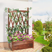 Elevated Wooden Planter Box with Trellis