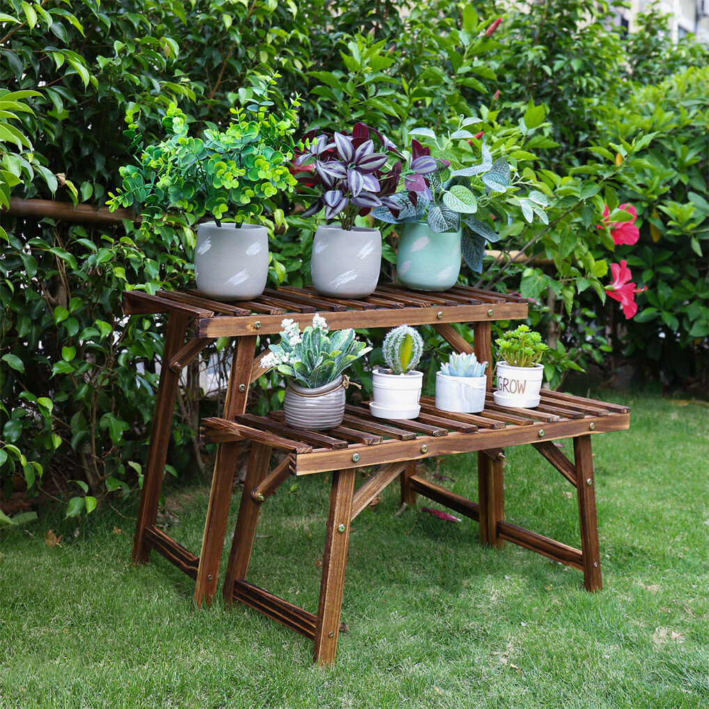 Pine Wood 3pcs Plant Stand Ladder Garden Flower Display