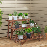 Pine Wood 3pcs Plant Stand Ladder Garden Flower Display