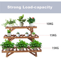 Pine Wood 3pcs Plant Stand Ladder Garden Flower Display