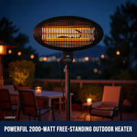 Free Standing Adjustable Portable Outdoor Electric Patio Heater 2000w 2.1m - Black