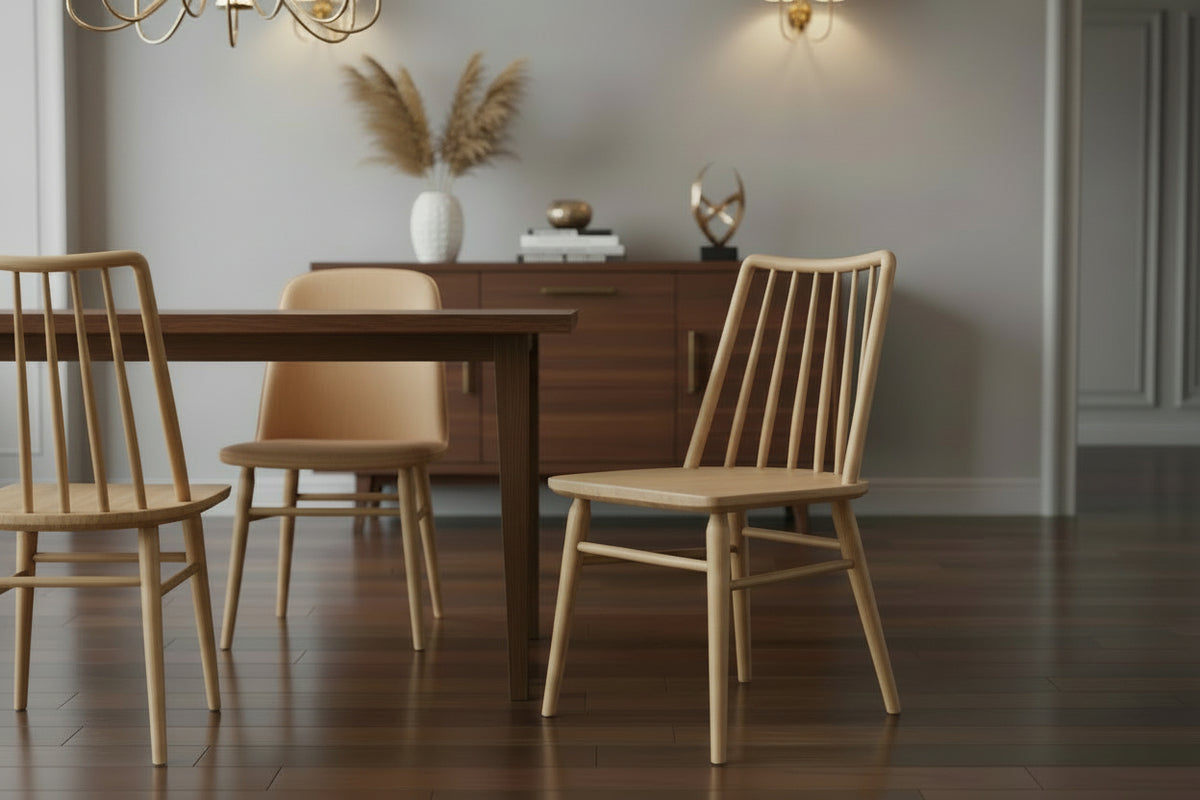 Two wooden chairs on a white background