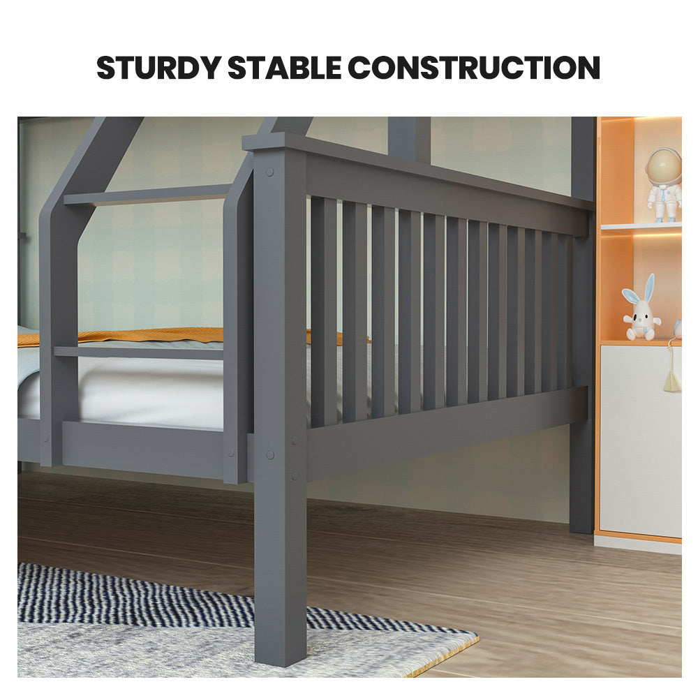 Kingston Slumber Wooden Bunk Bed – Single Over Double, Grey
