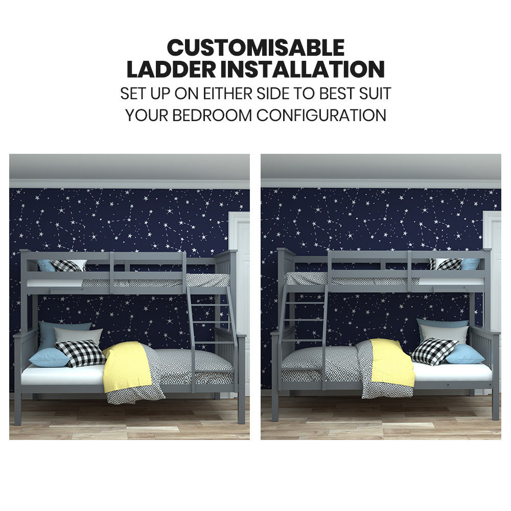 Kingston Slumber Wooden Bunk Bed – Single Over Double, Grey