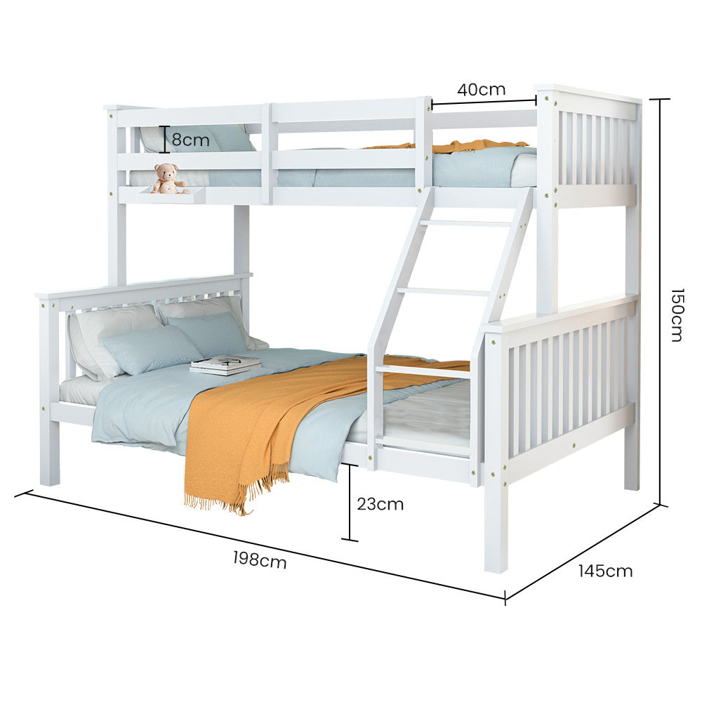 Kingston Slumber Wooden Bunk Bed – Single Over Double, White