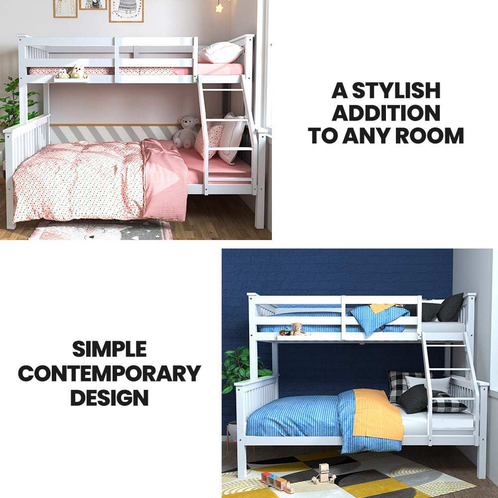 Kingston Slumber Wooden Bunk Bed – Single Over Double, White
