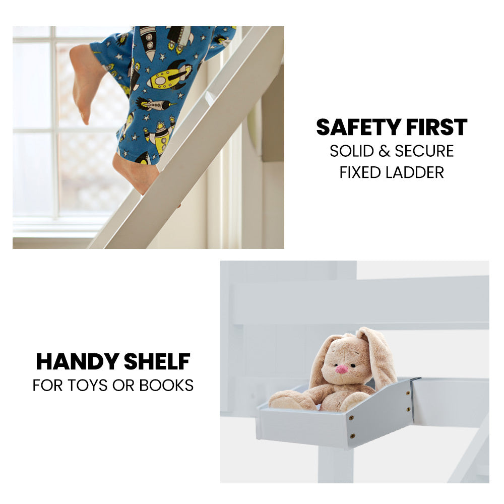 Kingston Slumber Wooden Bunk Bed – Single Over Double, White
