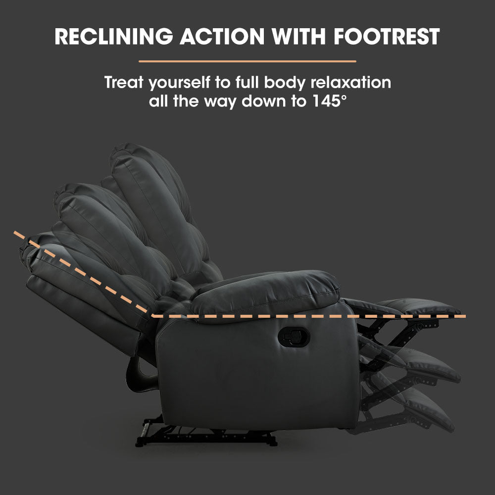 Luxury Black Faux Leather Recliner Armchair