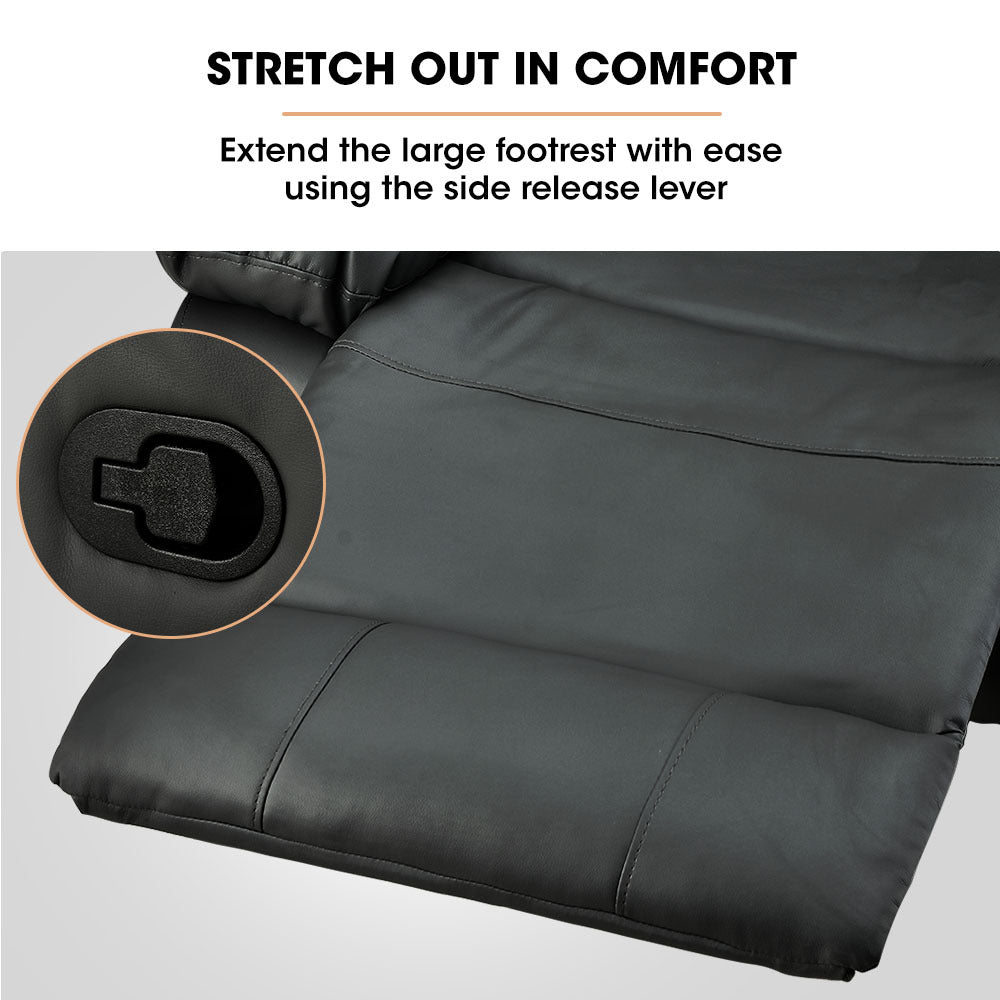 Luxury Black Faux Leather Recliner Armchair