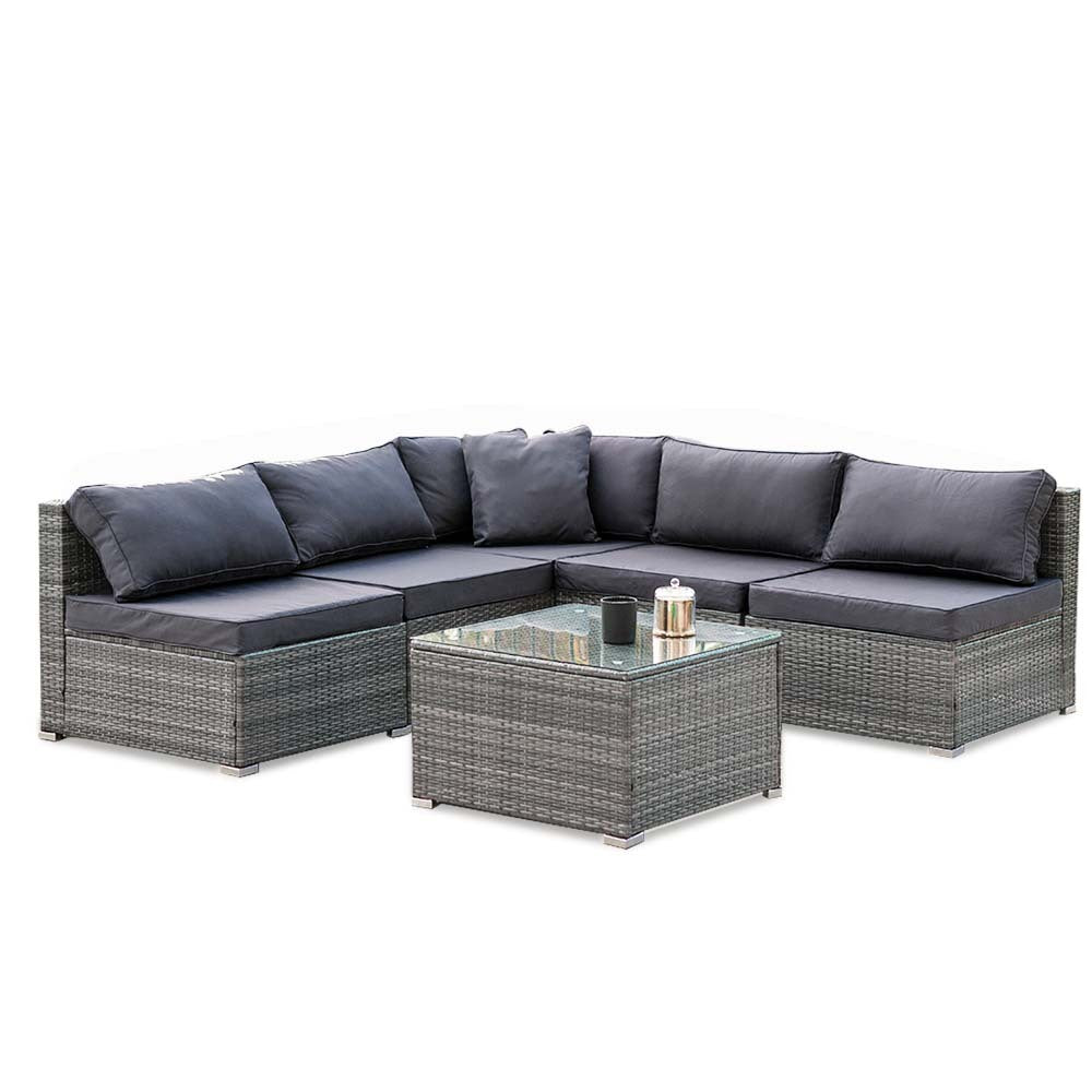 London Rattan Modular Outdoor Setting Lounge with Coffee Table - Grey