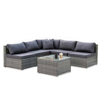 London Rattan Modular Outdoor Setting Lounge with Coffee Table - Grey