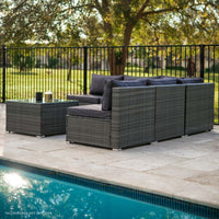 London Rattan Modular Outdoor Setting Lounge with Coffee Table - Grey