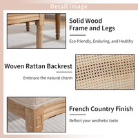 4x Rattan Dining Chairs with Solid Wood Legs- Beige