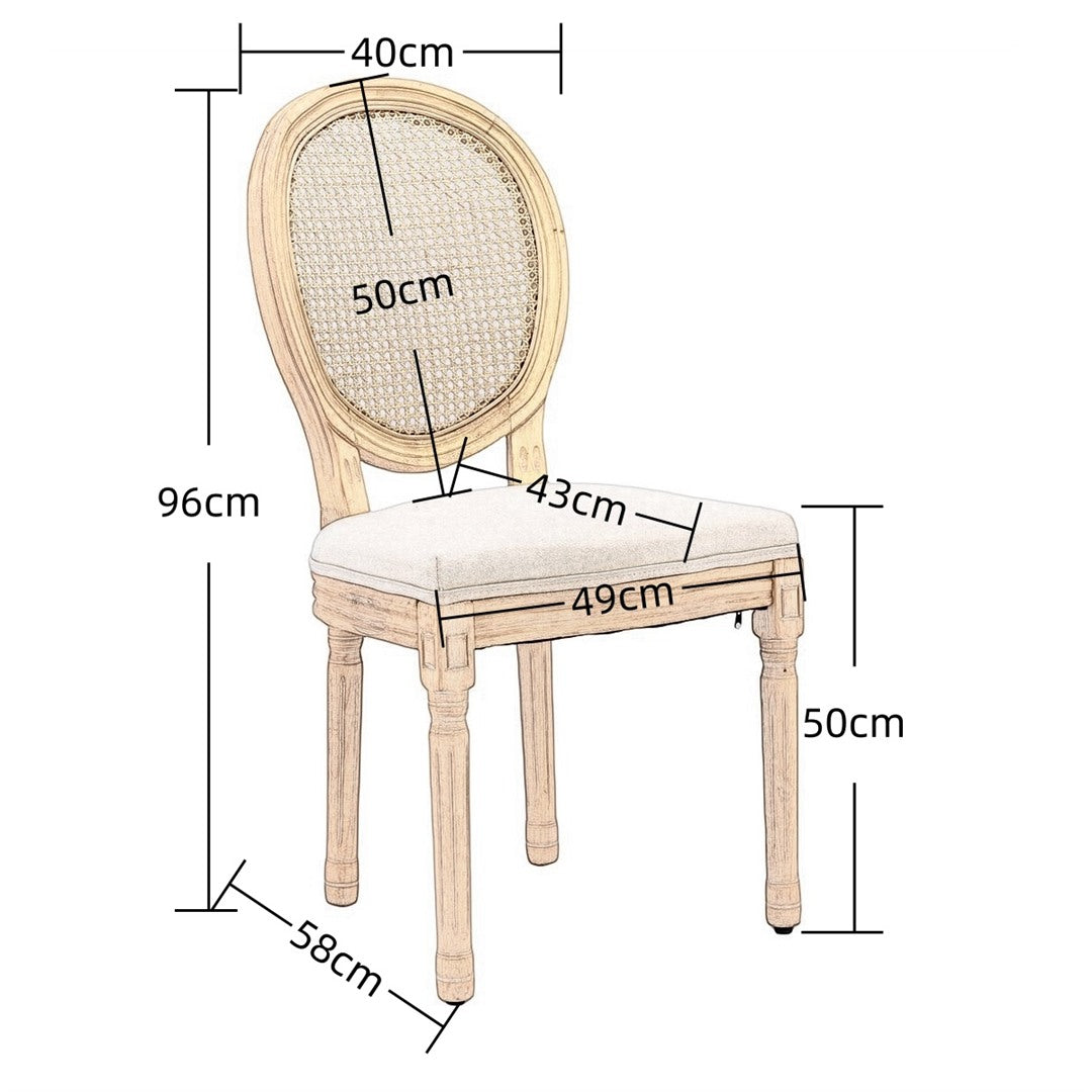 Chair with dimensions labeled on a white background
