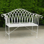 White lavinia iron outdoor bench 1