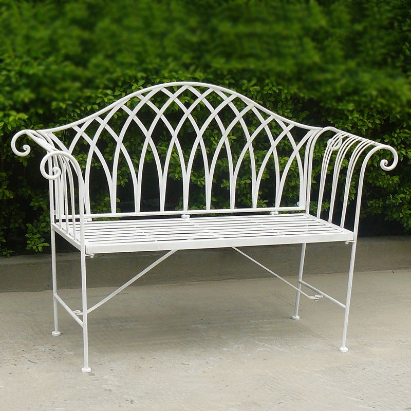 White lavinia iron outdoor bench 1