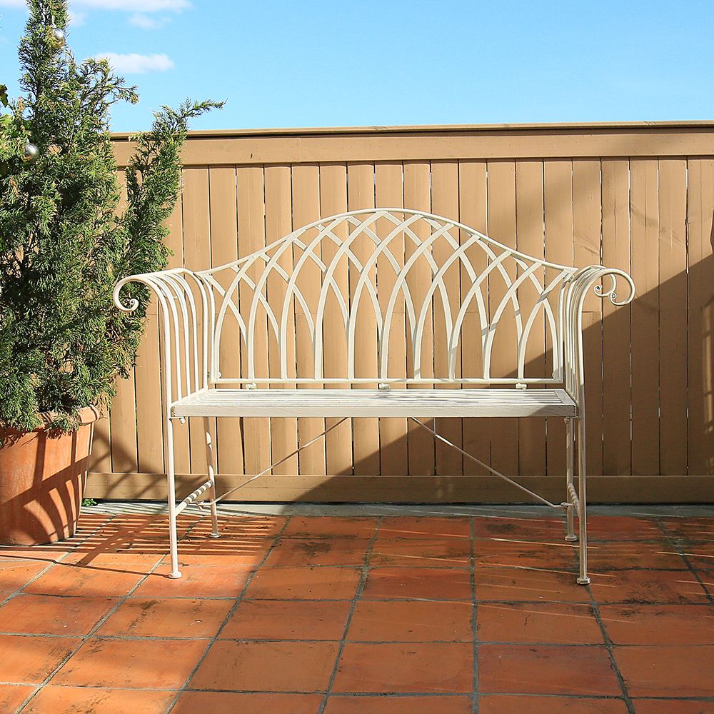 White lavinia iron outdoor bench 4