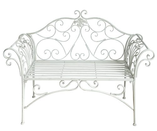 Katerina iron bench seat - white 2