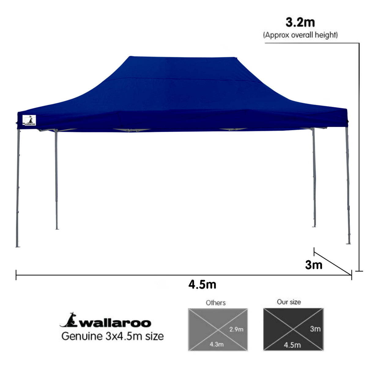 Wallaroo Gazebo Tent Marquee Pop Up Outdoor 3x4.5m - 2 Colours