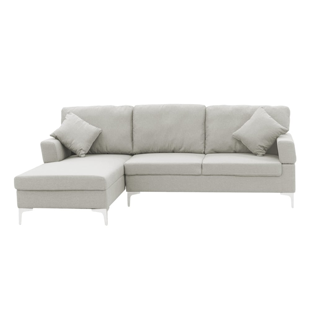 Sarantino Linen 3 Seater Chaise - Light Grey