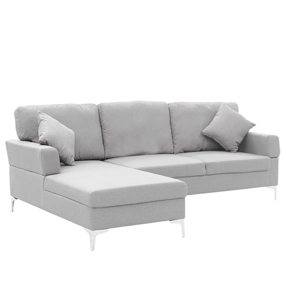 Sarantino Linen 3 Seater Chaise - Light Grey