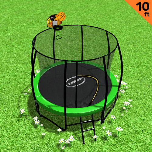 Trampoline With Safety Enclosure Pad With Ladder & Basketball Hoop -  3 Colours