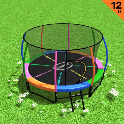 Trampoline Round Enclosed 12ft With Ladder - 6 Colours
