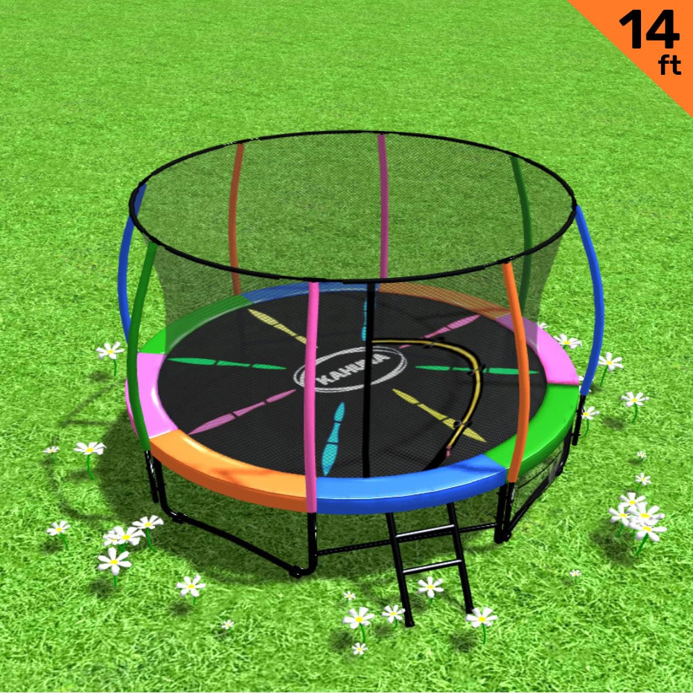 Kahuna 14ft Trampoline With Ladder And Round Enclosure - 6 Colours
